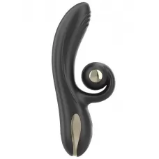 Черный вибратор-кролик с режимами вибрации и вращения - 18,4 см черный Черный вибратор-кролик с режимами вибрации и вращения - 18,4 см черный