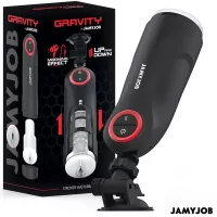 Автоматический мастурбатор-вагина с поступательными движениями черный с белым 