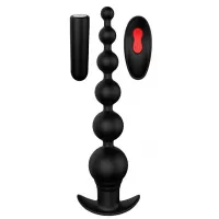 Черный анальный вибромассажер REMOTE GRADUATING BEADS - 20,7 см черный 