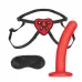 Красный поясной фаллоимитатор Red Heart Strap on Harness   5in Dildo Set - 12,25 см красный с черным 