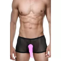 Черные боксеры с розовой вставкой черный с розовым S-M