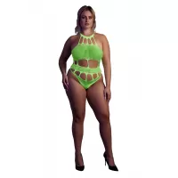 Зеленое боди-сетка +size зеленый XL-4XL
