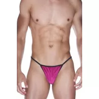 Мужские розово-черные трусы-стринги розовый с черным S-M
