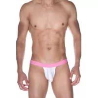 Мужские трусы-джоки на розовом поясе белый с розовым S-M