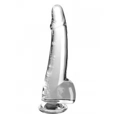 Прозрачный фаллоимитатор с мошонкой на присоске 10’’ Cock with Balls - 27,9 см прозрачный 