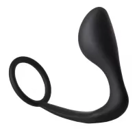 Черное эрекционное кольцо с анальной пробкой Anal Plug With Cockring черный 