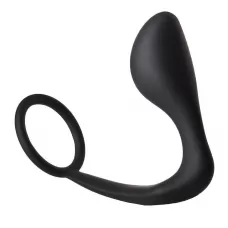 Черное эрекционное кольцо с анальной пробкой Anal Plug With Cockring черный 