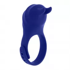 Синее эрекционное виброкольцо с клиторальной подушечкой и пультом ДУ Adjustable Fun Ring синий 