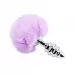 Серебристая анальная пробка с сиреневым мехом Metal Anal Fluffly Twist Plug L сиреневый 