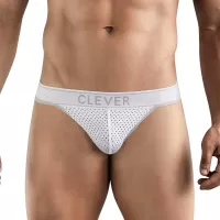 Белые перфорированные трусы-тонги Clever Ambar Thong белый S