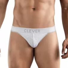 Белые перфорированные трусы-тонги Clever Ambar Thong белый L