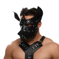 Черная кожаная маска «Собака черный 