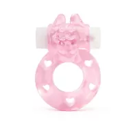 Розовое эрекционное виброкольцо в форме зайчика розовый 