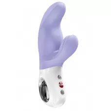 Сиреневый вибратор с клиторальным стимулятором Miss Bi - 17 см сиреневый 