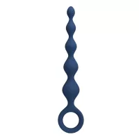 Синяя анальная ёлочка с кольцом 5 Beads Anal Bead - 20,4 см синий 