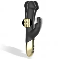 Черный вибратор-кролик с вращением бусин - 22 см черный Черный вибратор-кролик с вращением бусин - 22 см черный