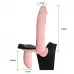 Женский страпон с вибрацией и вагинальной пробкой Ultra Passionate Harness - 18 см телесный с черным 