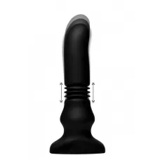 Черный фрикционный вибратор Silicone Vibrating   Thrusting Plug with Remote Control - 17,1 см черный 