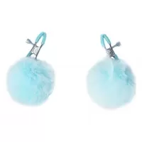 Зажимы на соски Angelic с голубыми меховыми шариками голубой 