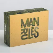 Складная коробка Man rules - 16 х 23 см зеленый камуфляж 