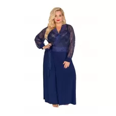 Роскошный пеньюар plus size в пол с кружевным верхом кремовый 5X