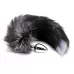 Серебристая анальная пробка с темным лисьим хвостом Black   White Fox Tail Size M серебристый с черным 