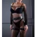 Кожаный пояс с гартерами Sex Game черный S-M