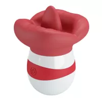 Красно-белый клиторальный стимулятор в форме рта Mina красный с белым 