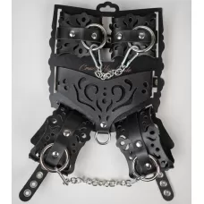 Черный ажурный кожаный набор фиксаций черный 