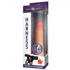 Трусики Harness с реалистичной насадкой-фаллосом с мошонкой №76 - 17 см телесный с черным 