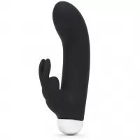 Черный вибратор с клиторальным отростком Greedy Girl Mini Rabbit Vibrator - 14 см черный 