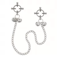 Металлические зажимы для сосков на цепочке Nipple Grips 4-Point Nipple Press with Bells серебристый 