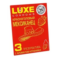 Презервативы с клубничным ароматом  Красноголовый мексиканец  - 3 шт  