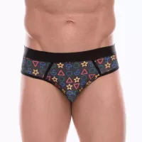 Темно-серые мужские трусы-джоки с принтом в виде цветных значков темно-серый XL