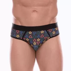 Темно-серые мужские трусы-джоки с принтом в виде цветных значков темно-серый M