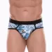 Мужские трусы-стринги с принтом в виде китов в волнах голубой M