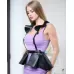 Черная кожаная портупея plus size с баской черный XL
