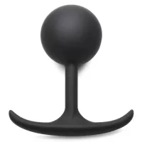 Черная анальная пробка с утяжелением Comfort Plugs Premium Silicone 4.7’’ Weighted Round Plug - 12 см черный 
