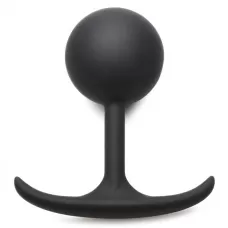 Черная анальная пробка с утяжелением Comfort Plugs Premium Silicone 4.7’’ Weighted Round Plug - 12 см черный 
