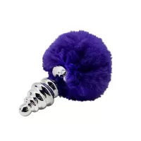 Анальная пробка Metal Anal Fluffly Twist Plug S с фиолетовым хвостиком фиолетовый 
