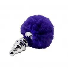 Анальная пробка Metal Anal Fluffly Twist Plug S с фиолетовым хвостиком фиолетовый 