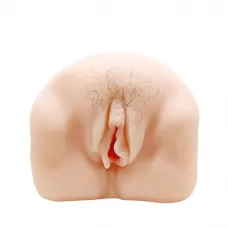 Телесный мастурбатор-вагина с оволосением и вибрацией телесный 