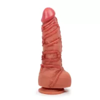 Телесный фаллоимитатор с имитацией шибари - 25 см телесный 