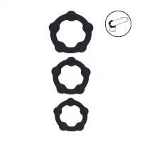 Набор из 3 эрекционных колец Beaded Silicone Cockring Set черный 