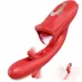 Красный вибратор с функциями фингеринга и лизания - 25,1 см красный 
