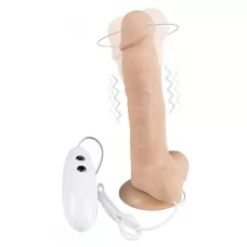 Телесный вибратор-ротатор на присоске Cesar Vibrator   Rotator - 17,5 см телесный 