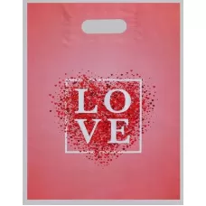Полиэтиленовый пакет Love - 31 х 40 см розовый 