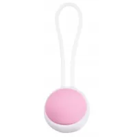 Вагинальный шарик Jiggle Balls с петлёй розовый с белым 
