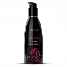 Лубрикант на водной основе с ароматом вишни Wicked Aqua Cherry - 60 мл  