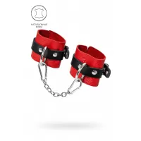Красно-черные мягкие наручники с одним ремешком с люверсами красный с черным 